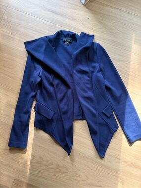 St. John Navy Draped Open-Front Blazer Made in USA